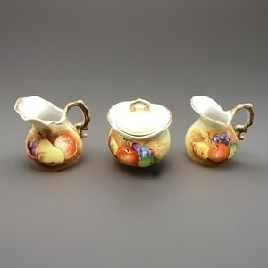 VTG Enesco 4 pc Sugar & Creamer Set-3" Tall-Fruit‎ Motif